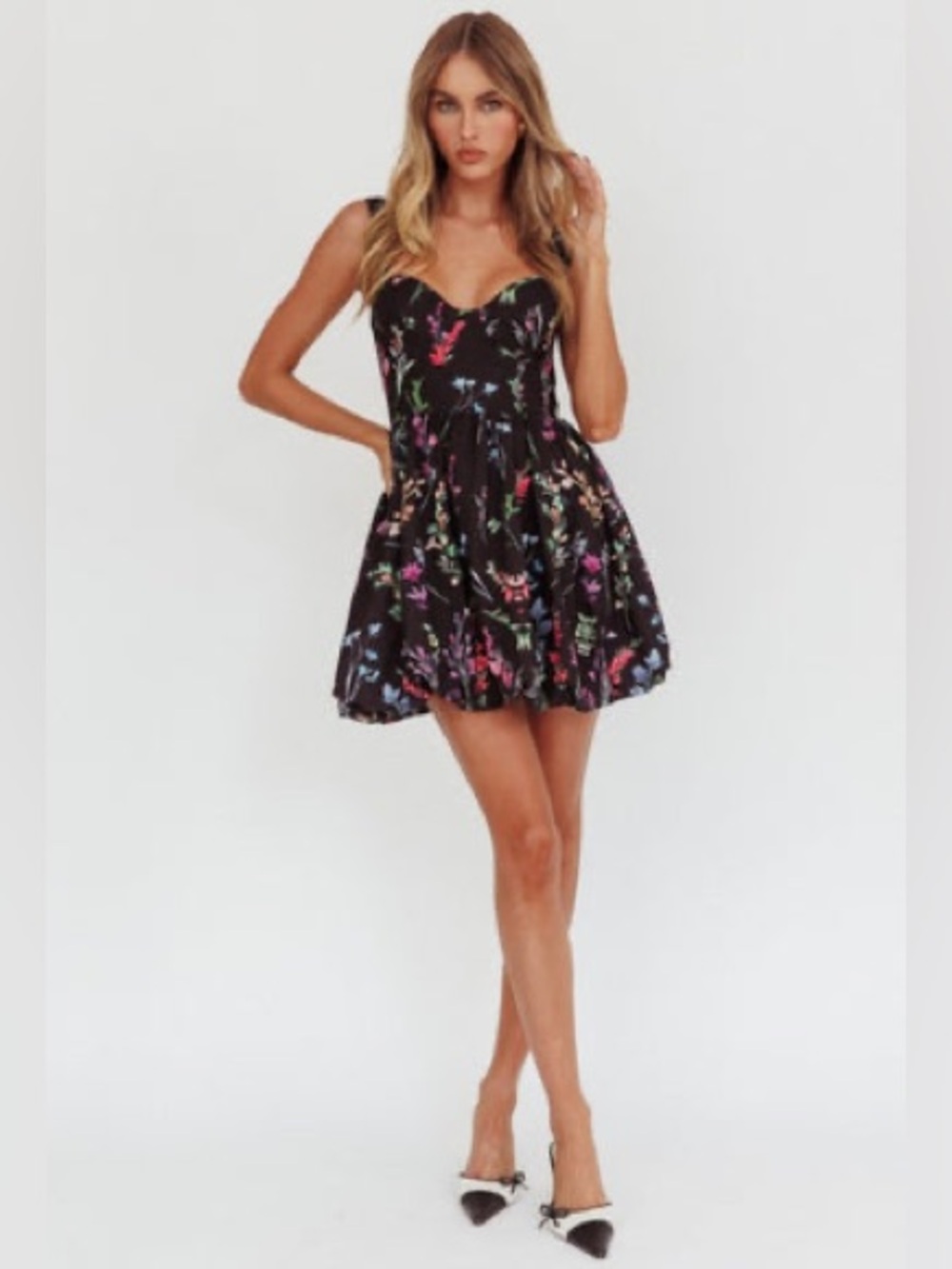 Here Comes The Sun Floral Bubble Hem Mini Dress NWT Size Small